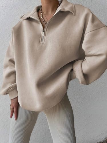 Image of SXV STYLE Half-Zip Pullover Sweatshirt, Oversized Fit