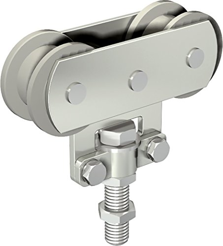 Ferrure de porte à déplacement droit pour porte de 150 kg Mantion Flot - Monture à galet fixation sur chant - Delrin 255D - Vendu par 2