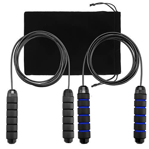 image for Jump Ropes, Hudii Smooth Ball Bearing Skipping Ropes with 6“ Foam Ha