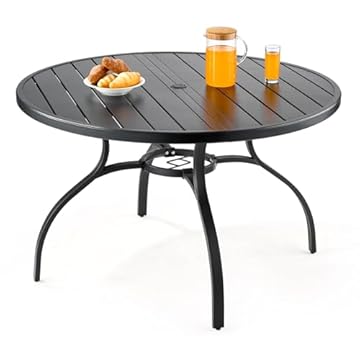 round outdoor table with umbrella hole