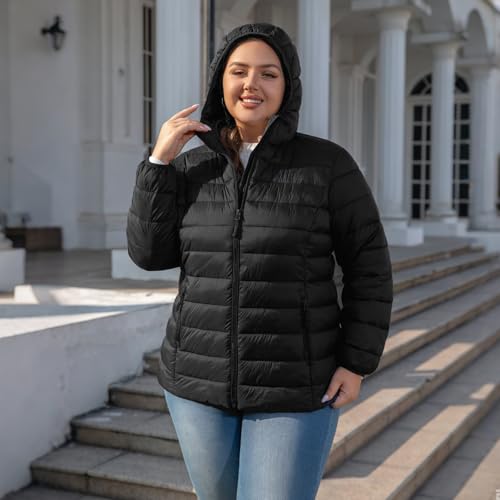 Plus Size Puffer Jacket for Women 1X-7X Water-Resistant Packable Winter Coat Lightweight Puffer Coat2