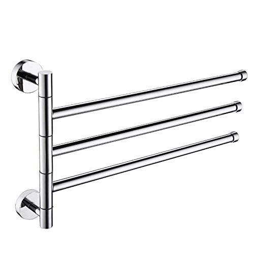 Handtuchhalter mit Schwenkarm, 3-armig, für Bad und Küche, Handtuchhalter mit extra langen 3 Stangen, Schwenkstangen aus Edelstahl
