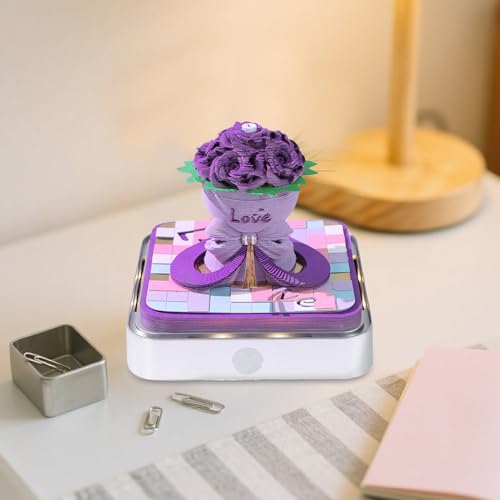 Agenda 3D Mémo 2026 avec éclairage LED rose et coffret acrylique - 3
