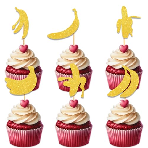 Banana Cupcake Topper for Fruit Theme Party Favors Decorations Men