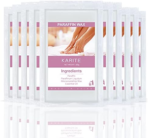 KARITE Paraffin Wax Refills, 10 Pack Paraffin Wax Beads Blocks for Paraffin Bath, Paraffin Wax Machine Refills for Hand Feet Dry Skin, Relieve Stiff Muscles and Pain, Deep Hydration（ScentFree）