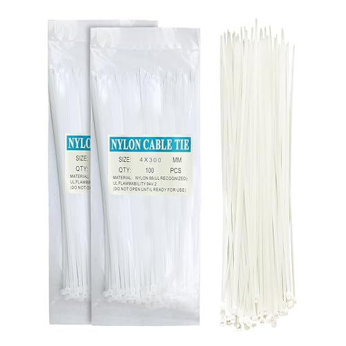 GLUN® Cable Zip Ties, 4x300 mm 200 Pieces White Multi-Purpose Self-Locking Nylon Cable Cord Management, Plastic Wire Ties for Home, Office, Garden, Workshop (B0D9LLLR1H) Amazon Price History, Amazon Price Tracker