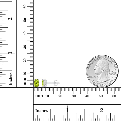 14K Gold Plated 925 Sterling Silver Hypoallergenic 6x4mm Emerald Cut Prong Set Genuine Birthstone Solitaire Screwback Stud Earrings3