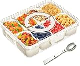 HGRGHH Snack Box avec Couvercle, Plateau de Service Divisé avec Poignée, Bol à Collation, Snack Box Avec 8 Amovible Compartiment, Plateau à Collation pour Biscuits, Fruits, Collations, Bonbons, Noix