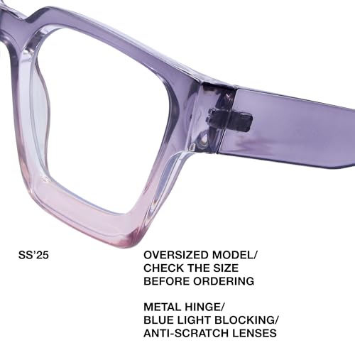 Image of livho Oversized Eyewear Frame for Woman and Men - Rectangle Fashion Glasses for Computer, Chic Preppy Frame