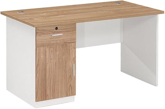 ROJASOP Desk Home Laptop Notebook Computer Desk with Square Shelves, French Oak white
