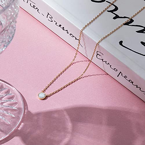 PAVOI 14K Gold Plated Created White Opal Necklace | Opal Necklaces for Women3