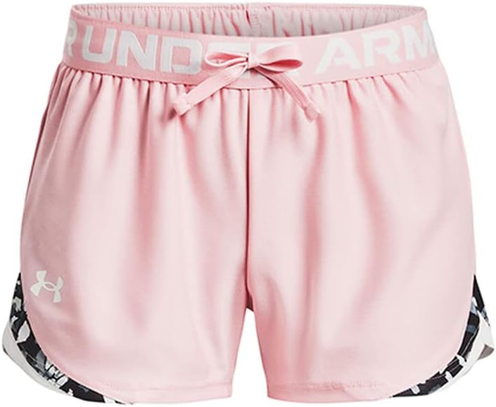 Under Armour Girl's Play Up Tricolor Shorts (Big Kids) Prime Pink/White SM (8 Big Kid)