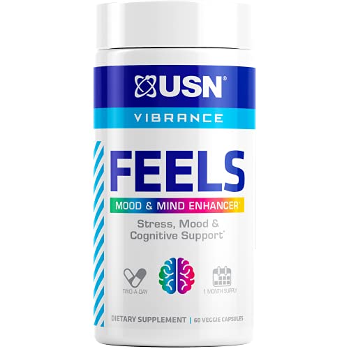 USN Feels Mood & Mind Supplement, Nootropic Brain Supplement - Focus, Concentration & Memory Support - Stress, Mood & Cognitive Supplement - 60 Capsules
