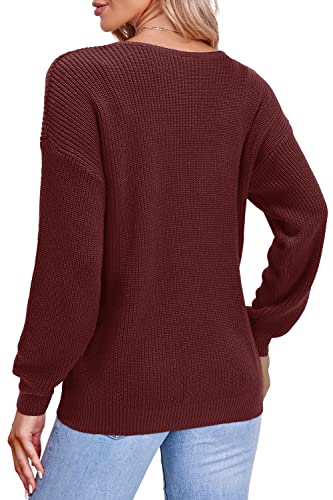 Image of II ININ Women's Fall Sweater 2024 Long Sleeve Tops Fashion Outfits Trendy Casual V Neck Oversized Pullover Sweaters