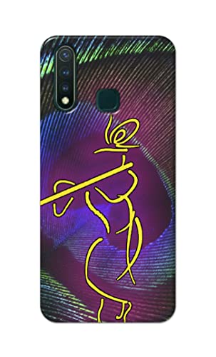 Image of PRINTFIDAA Lord Krishna On Peacock Feather Hard Back Cover for Vivo Y19 / Vivo U3 (6.53 inch) Back Cover -(P6) KAT1007