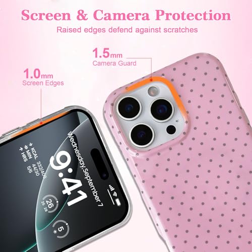 Coque iPhone 14 Pro Max compatible MagSafe EYZUTAK rose à pois