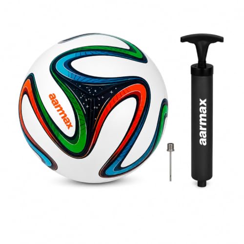 Image of Brazuka Football Practise Foot Ball Training Match Football Size 5 Original for All Ages Group Rubber Moulded Standard Sports Foot Ball for Ground, Grass, Turf, Outdoor Waterproof