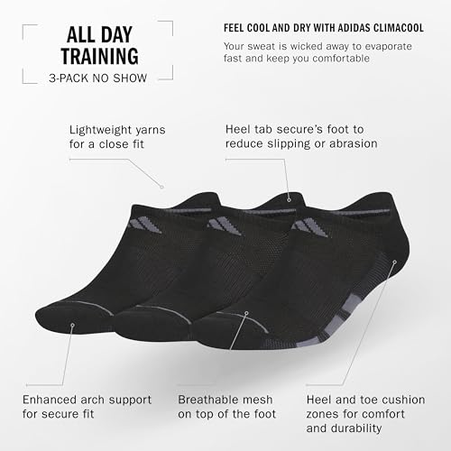 Image of adidas Women's All Day Training Socks 3 Pairs | 3-Pack, Targeted Cushioning, Arch Support, Breathable Moisture-Wicking, Reinforced Heel & Toe, All-Day Comfort