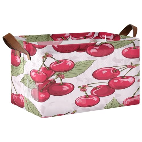 Mnsruu Cherry – Grands paniers de rangement pour étagères, placards – Bacs de rangement avec poignées pour l'organisation de la maison – Paniers...
