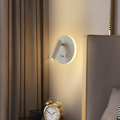 Image of Smartway Dexter White 12W Rotatable Bedside Wall Lamp - Modern Decorative Wall Light for Bedroom & Living Room, Premium Reading Lamp with USB Charging (Rotatable White)