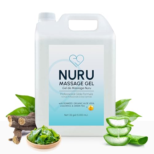 Image of Nuru Massage Gel 1.32 Gallons, Organic Aloe Vera, Water Based, Body-to-Body | Body-to-body massage oil alternative. Organic aloe vera, seaweed, green tea, licorice & vitamin B5. Paraben free.