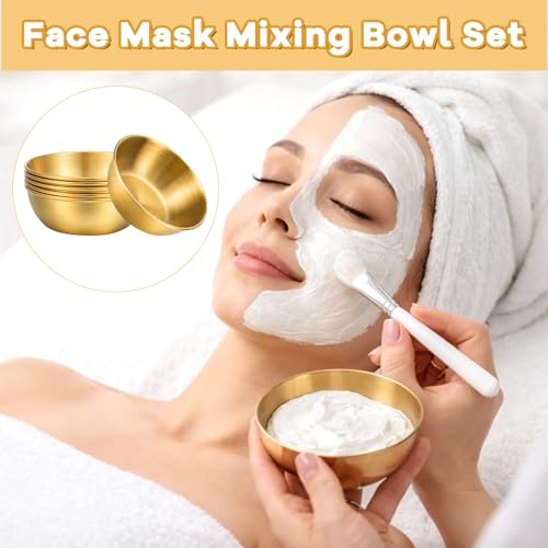 Set de 16 tazones faciales de acero inoxidable dorados miniatura 4