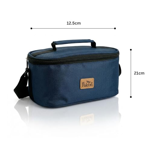 Image of PDDFALCON Stainless Steel EcoNxt Tulip Lunch Box Set of 4 containers with Insulated Bag, BIS Certified, Food Grade, Jindal Seal & Made in India (Navy Blue - 1000ml)