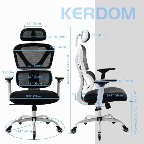 Bürostuhl, ergonomischer Bürostuhl 9070F, schwarz KERDOM, Bürostuhl, ergonomischer Bürostuhl
