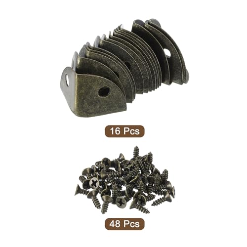 Image of uxcell 16 Pcs Metal Box Corner Protectors 1.18 inchx0.79 inch Table Corner Guards Decorative with Mounting Screws for Storage Box Cabinets Wooden Chest, Bronze