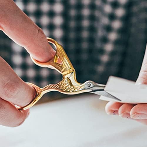 Embroidery Scissors, Stainless Steel Small Crane Sewing Scissors, Vintage Style, Suitable for Embroidery, Craft, Needle Work, Art Work & Everyday Use (Gold, 3.7inch)