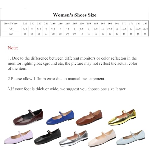 Women's Mary Jane Ballet Flats Closed Square Toe Flats Shoes Slip on Flats Dressy Comfortable Walking Shoes2