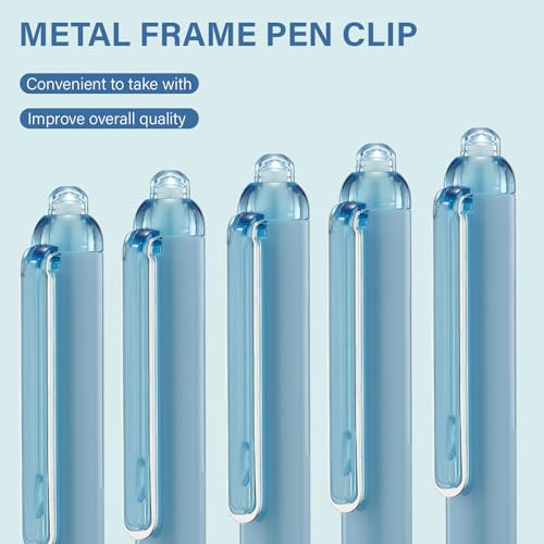 Image of ParKoo Gel Pens Quick Dry Ink Fine Point 0.5mm, Retractable Rolling Ball Blue Ink Pen, Click Silent Pens Set for Journaling Notetaking Drawing Sketching Smooth Writing Non Bleed 12pcs