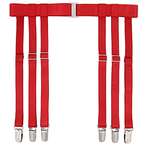 GARGALA Garter Belt for Women Simplicity Sexy Socks Suspender for Stockings with 6 Metal Clips (RED 6-Strap with Suspender Clips)