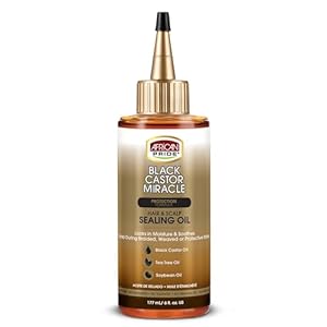 African Pride Black Castor Miracle Hair & Scalp Sealing Oil – Hair Oil with Black Castor, Tea Tree & Soybean Oil for Moisture Lock, Scalp Relief & Growth Support | 6oz