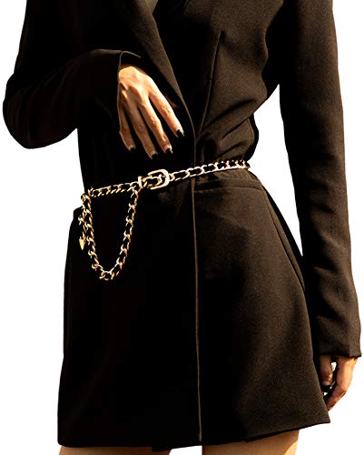 Alaix Women's Metal Belt Chain Belt Punk Rock Style Gold Silver Waist Belts Jeans Belt For Women Gold #TOP7