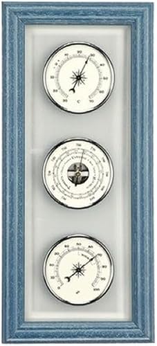ANVI 3-in-1 Barometer - Chrome & Blue/Grey Wood - 28.3120