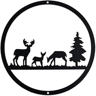 Toolzia Metal Wall Art For Living Room, Black Wire Wall Art Elk In The Forest Garden Wall Art Decor Modern Minimalist Metal Artwork For Wall