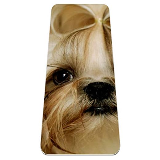 Eslifey Shih Tzu valp hund yogamatta tjocka halkfria yogamattor för kvinnor och flickor träningsmatta mjuka pilatesmattor, (183 x 61 cm, 1/4 tum tjock)