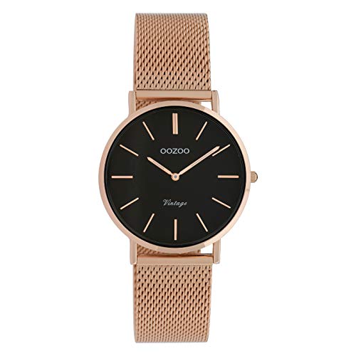 Oozoo Damenuhr Vintage Roségoldfarben/Schwarz 32 mm C9927