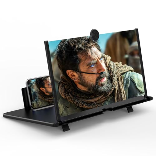 Image of 16 inch Screen Magnifier for Mobile Phone,3D HD Cell Phone Magnifying Projector Screen Enlarger for Movies, Videos, and Gaming,Foldable Phone Stand with Screen Amplifier,Supports All Smartphones (Black)