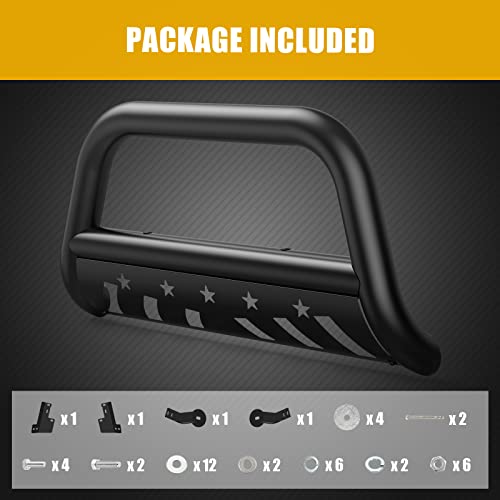 Image of Bull Bar Compatible for 2016-2022 Tacoma Front Bumper Grill Grille Guard with Skid Plate