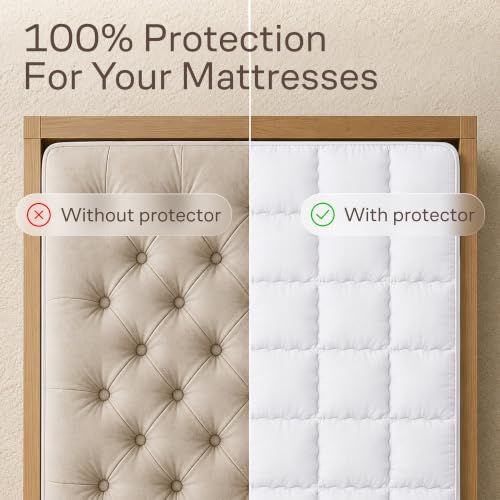 Image of Niagara Cotton Mattress Pad Full 54x75 - Non Noisy Cooling Breathable Ultra Plush Absorbent Protector Extra Deep Fits 20 Inches Deep Mattress