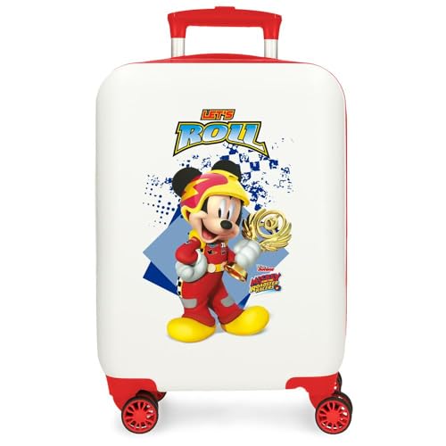 Joumma Disney Mickey & Minnie Joy Maleta de Cabina Blanco 33x50x20 cms Rígida ABS Cierre de combinación Lateral 28,4L 2 kgs 4 Ruedas Dobles Equipaje Mano