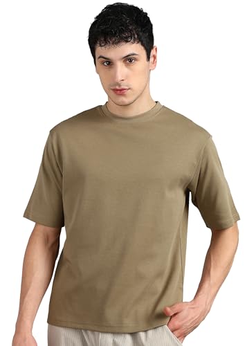 Image of Alan Jones Clothing Men's Oversized Solid T-Shirt | Premium Heavy Fabric | Crew Neck Casual Wear