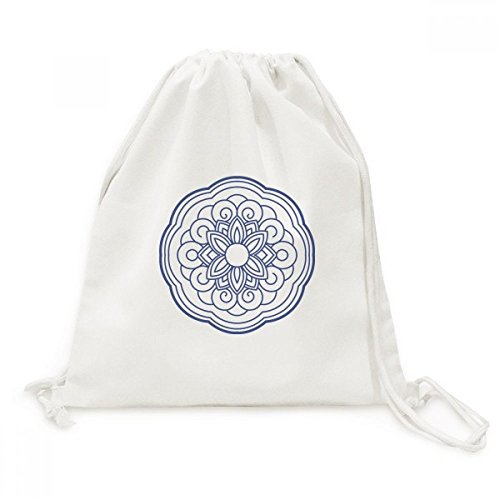 Sac à dos cordon fleur bleue toile sac de voyage motif chinois chic
