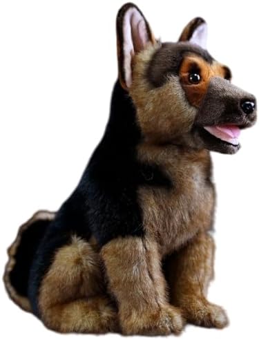 11" Realistic German Shepherd Stuffed Animal Brown Dog Animal Plush Toy - 1