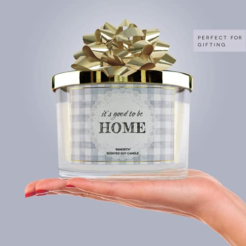 96North Fresh Linen & Soft Amber Candle | Large 3 Wick Jar Candle | 12 Oz Up To 50 Hours Burning Time | 100% All Natural Soy Wax | Relaxing Aromatherapy Candle | Housewarming Gift For Women And Men #TOP4