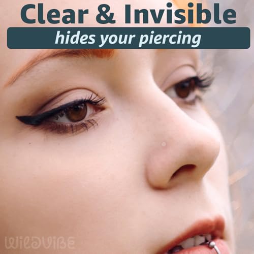 20g Clear Nose Ring Retainer Bioflex L Shape Nose Rings Studs - Plastic Retainers Flat Top Clear Nose Studs 20 Gauge (0.8mm) 10pcs4