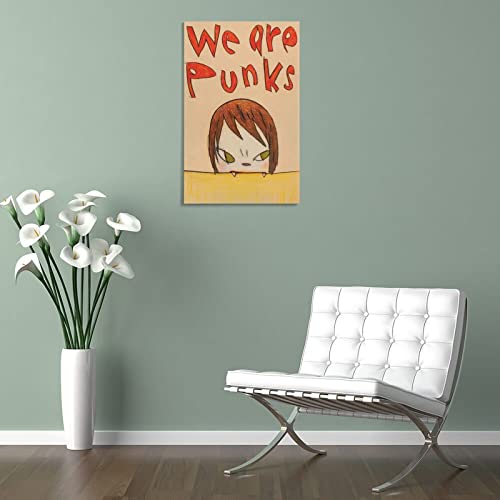 Tomart Yoshitomo Nara Cartoon Pictures Cute Girl Home Decor Paintings Canvas Modular Poster Canvas Painting Wall Art Poster For Bedroom Living Room Decor 24X36Inch(60X90Cm) Frame-Style-1 #TOP4