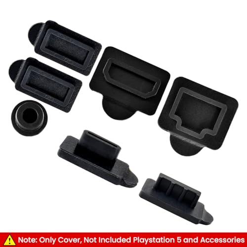 Dust Plug for PS5, 9Pcs Dust Plug Kit for PS5/PS5 Slim Console, PS5 Silicone Dust Plugs Protector Antidust Cover Dustproof Plug for Playstation 5 Disk/Digital Console PS5 Slim Game Console Accessories 6 41qlcy8 WgL